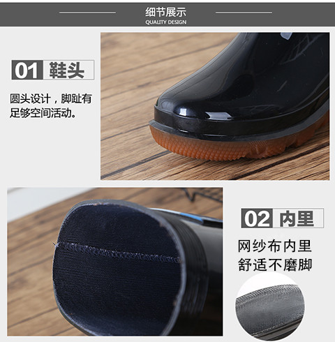 Giày đi mưa nam chống trượt cao cho người lớn cộng với nhung dài ủng Giày mưa cao su không thấm nước đặt giày trong ống có dây buộc bằng vải cotton phía dưới giày đi mưa nam