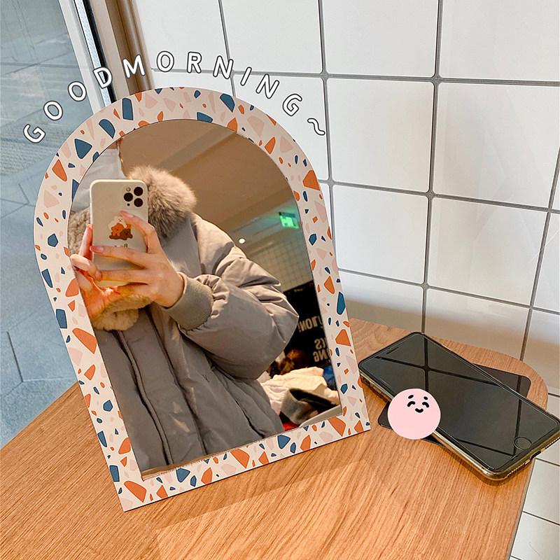 Bnana Nordic Ins Wind Acrylic Makeup Mirror Table High Definition Table Fold Cute Bedroom Cosmetic Mirror
