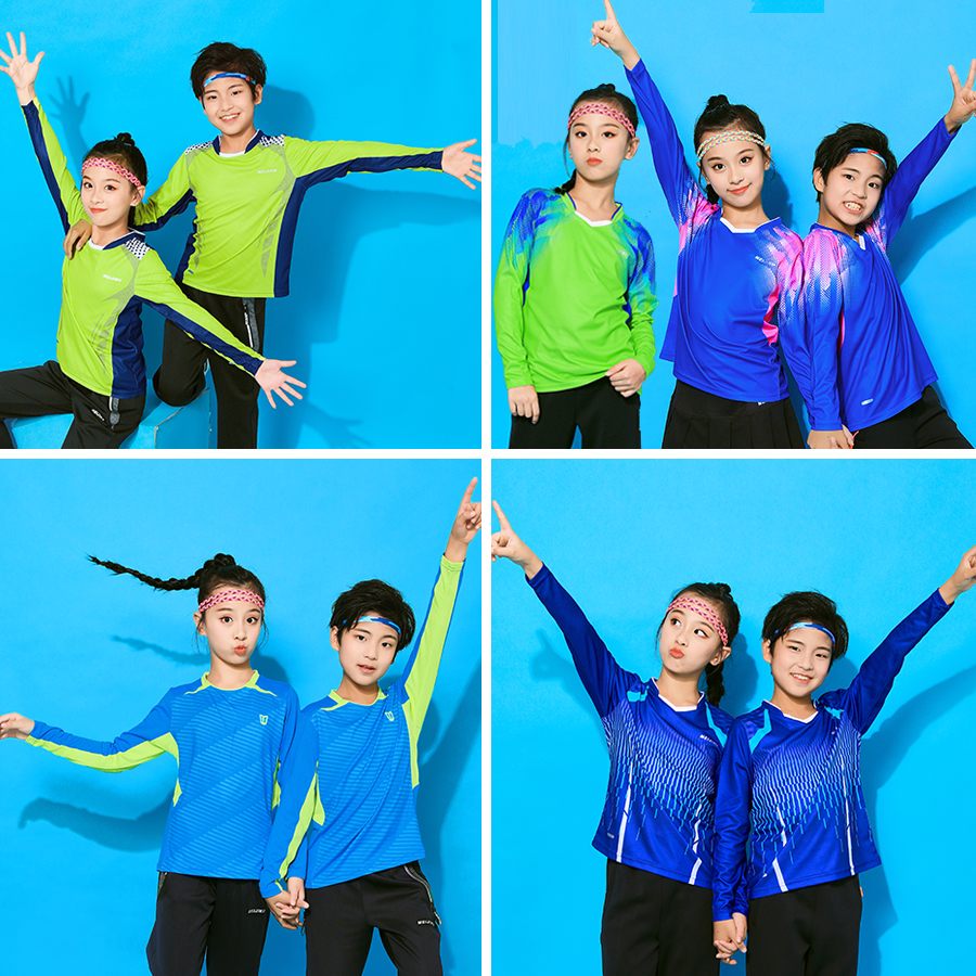 Autumn and winter quick-drying badminton clothing boys and girls table tennis clothing children's tennis sports suit long-sleeved tops and trousers