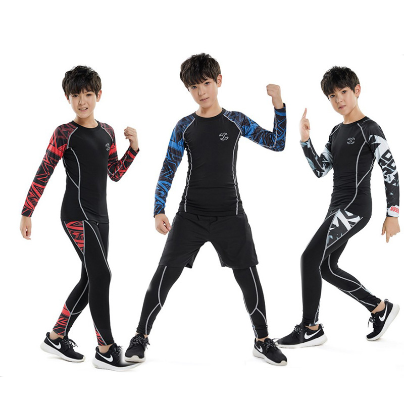 Strong clothes Children's Sports Set Badminton Soccer Clothes Long sleeve elastic basketball table tennis training suit speed dry suit