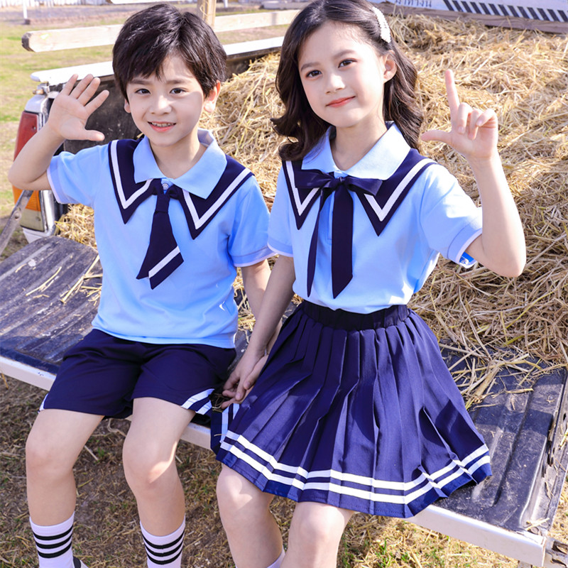 Children's school uniform short-sleeved skirt suit navy wind primary school kindergarten uniform 6 1 performance costume band chorus