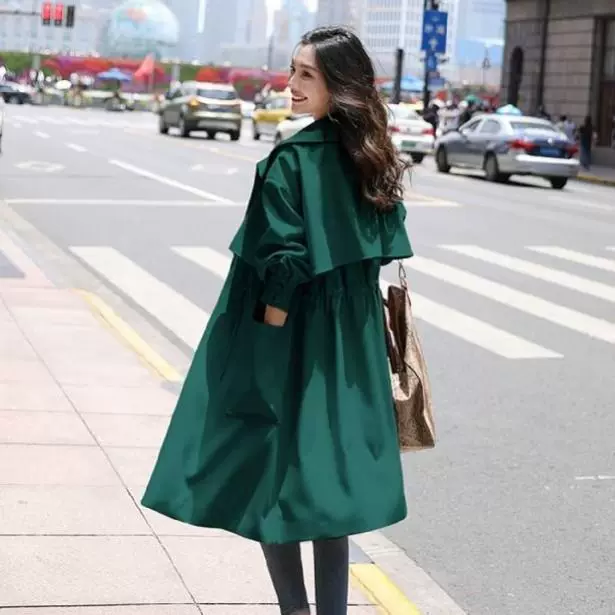 Осенняя модная тонкая летняя одежда, куртка, облегчаемое пальто-т trench coat, длинная подвязка, британский стиль, средняя длина