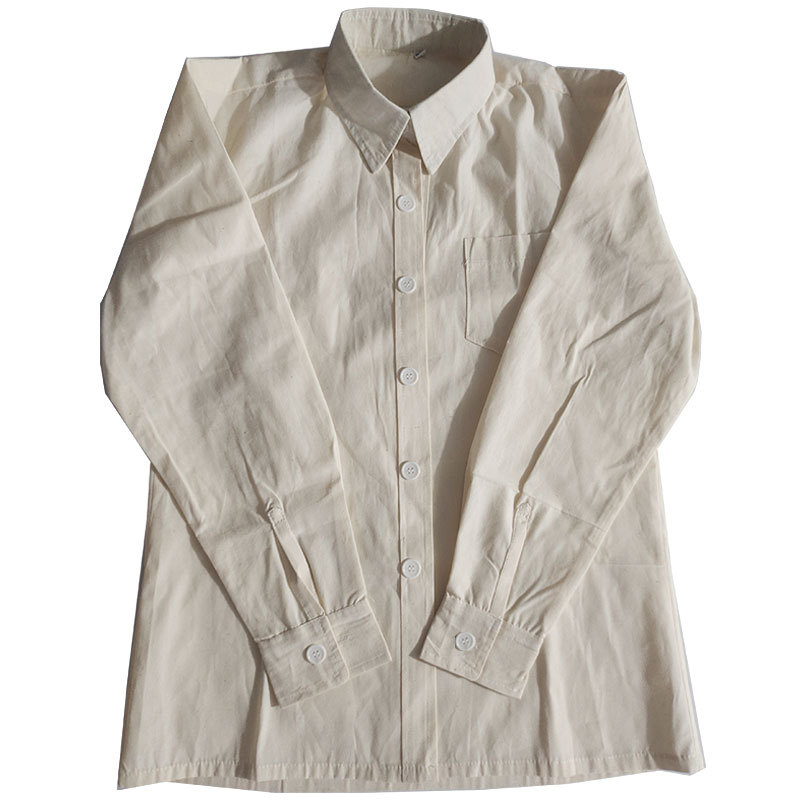Old-Fashioned Shirt, Off-White Pure Cotton Coarse Cloth, 2022 Unisex Style, White Shirt from the Liberation Period, 65-Style Shirt
