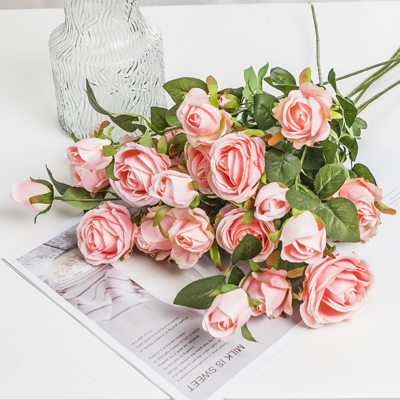 Simulated roses Single - Piece Flower Room Home Decorated Flower - Bouquet Peony Flower Art High Branch Plug Flower