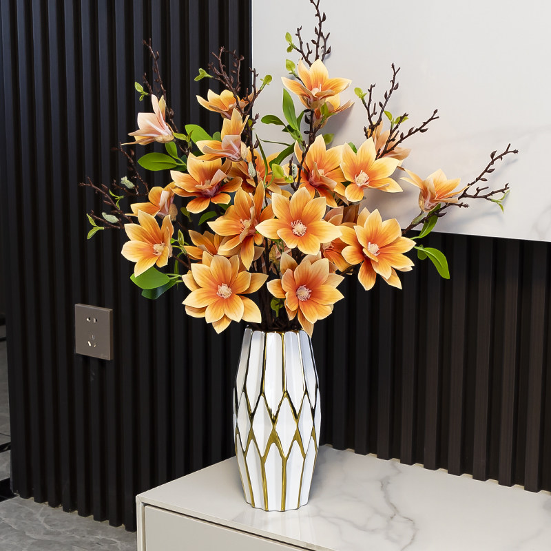 Hand - feel jade orchid simulation flower PU fake flower Chinese interior decoration porch - fitting flower table set bouquet