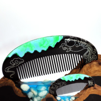 Ebony Phoenix fetal hair comb Sterling silver wire inlaid