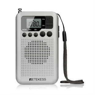 RETEKESS TR106 シルバー ポータブルラジオ [FM/AM] スリープタイマー スピーカー 外付け