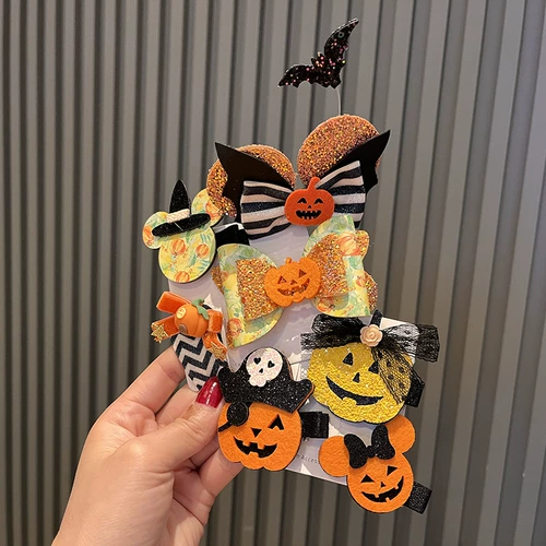 Детский аксессуар для волос, черная детская заколка для волос с бантиком, xэллоуин