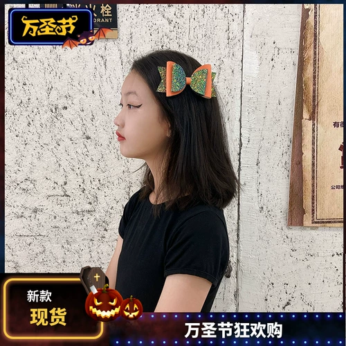 Детский аксессуар для волос, черная детская заколка для волос с бантиком, xэллоуин