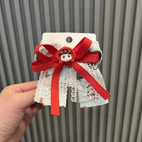 Красная заколка для волос, мультяшная лента