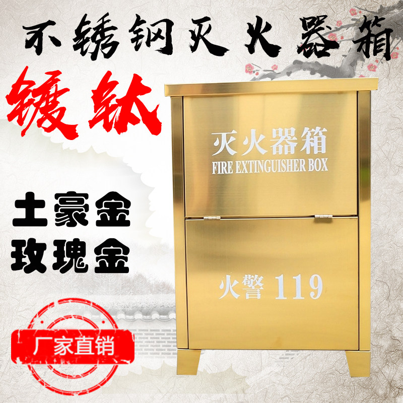 Native Haukin Fire Extinguishing Boxes 201 Stainless Steel Plated Titanium Fire Extinguisher Boxes 4kg * 2 Loaded Rose Gold Wine Shop Clubhouse
