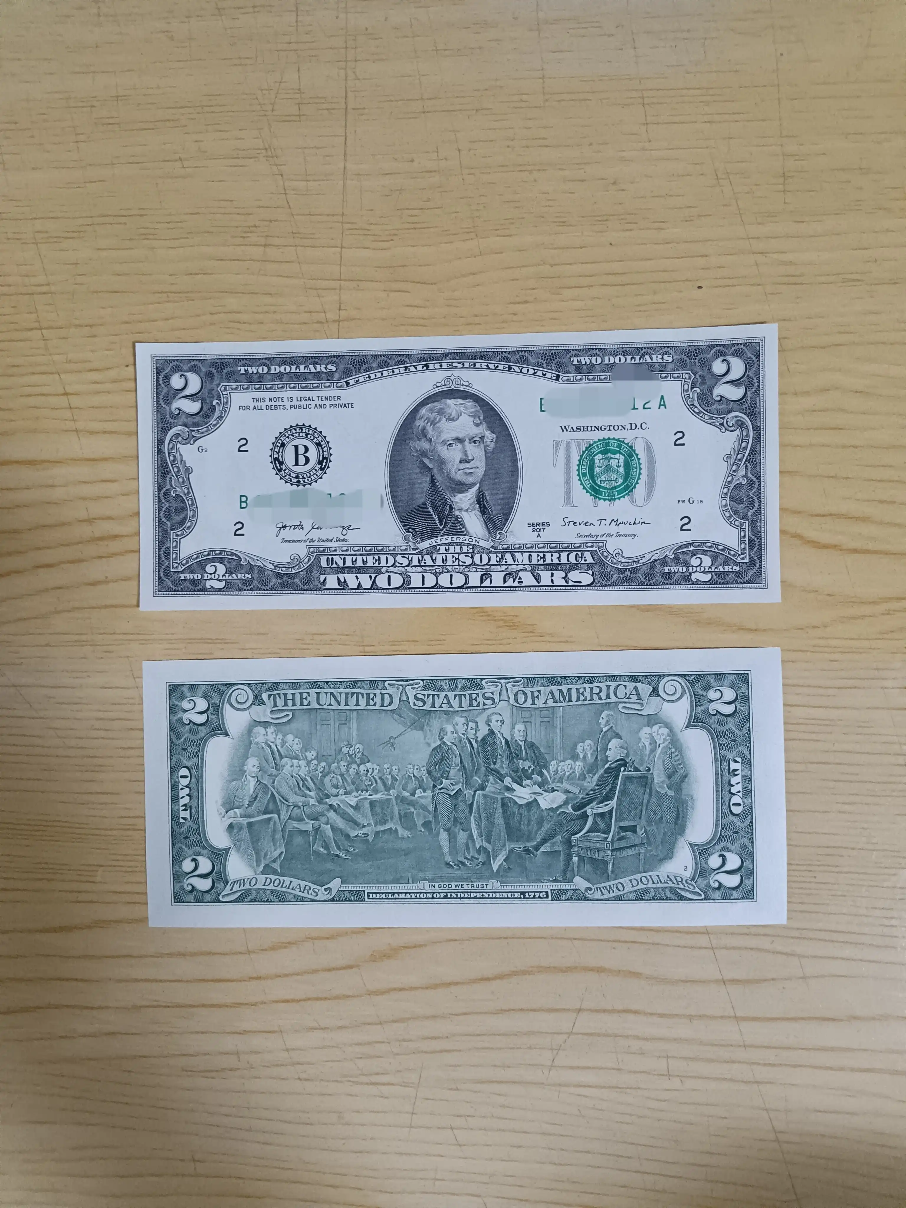 2美元尾三同美鈔豹子號全新美國收藏紙幣僅供收藏限諮詢後下單