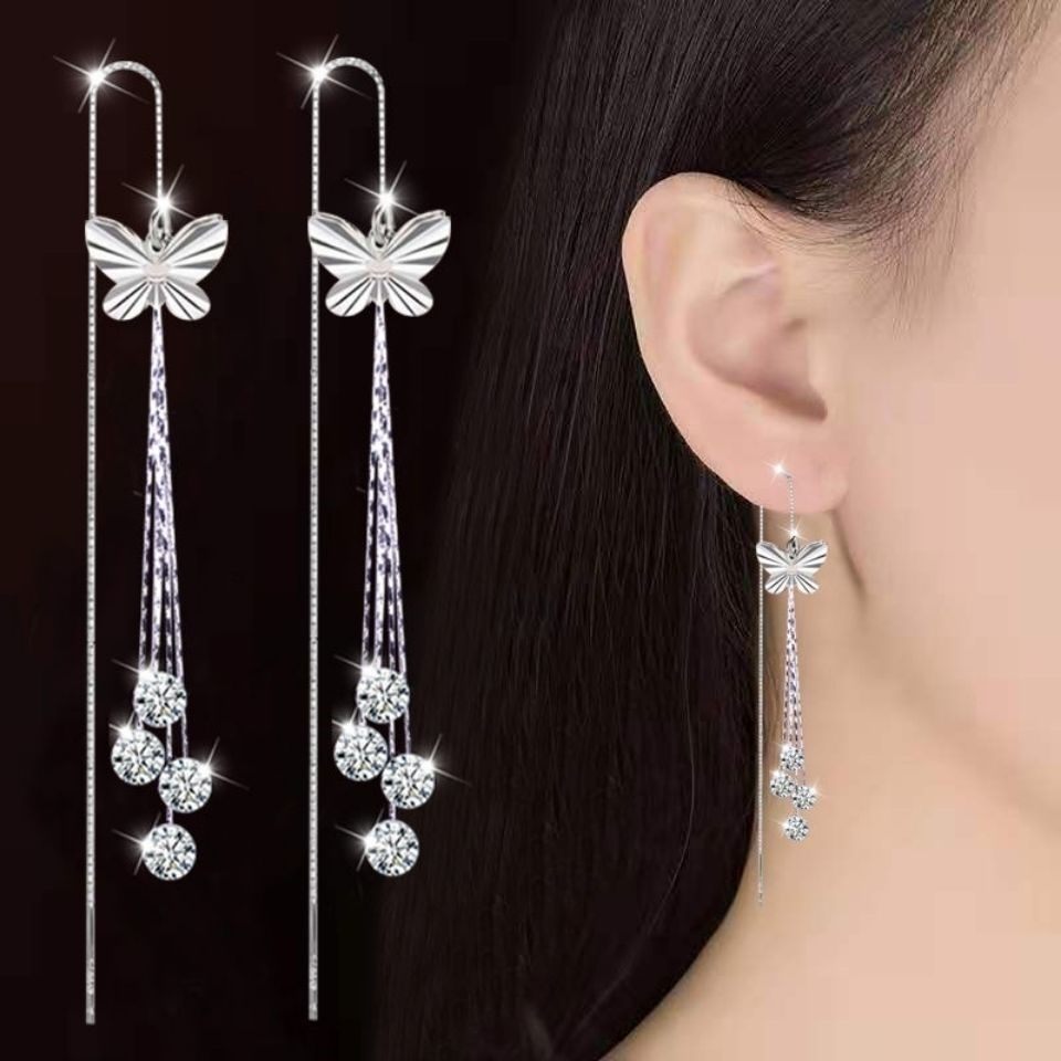 (Gift Box) Butterfly Earrings Tassel Long Version Temperament Fairy Earrings Female All-match Earrings