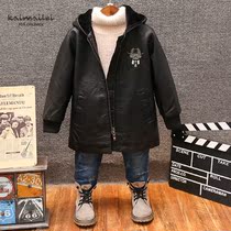 Childrens clothing boys leather clothing plus velvet thickened childrens coat baby childrens jacket