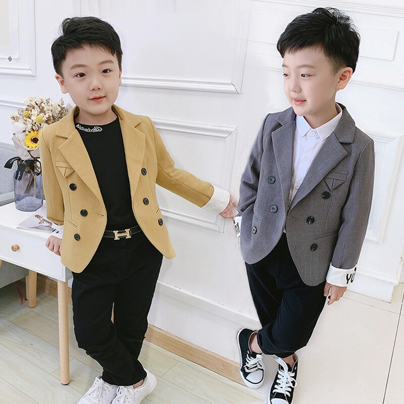 Children Suits Jacket 2022 Autumn Winter New Boy Western Suit Middle Boy Fashion Clips Jersey Polo Jacket