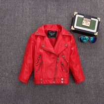 2021 Spring and Autumn new boys leather jacket girls leather jacket foreign lapels childrens fashion pupai motorcycle clothing tide