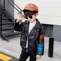 2021 Spring and Autumn new childrens leather jacket boys fashion motorcycle leather jacket foreign gas boy boy tide clothes