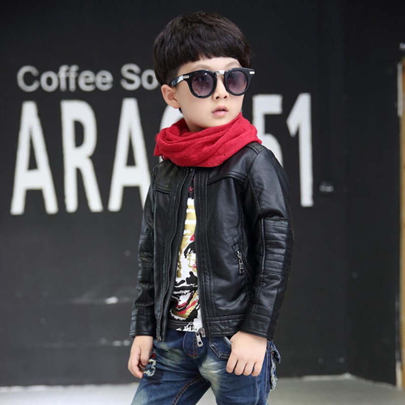 Boys locomotive leather coat 2022 new winter - clothes plus thicker jacket for children's coat tide