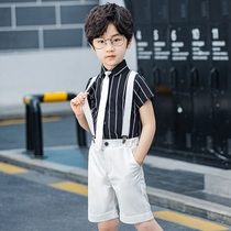 Boys with pants suit summer short sleeve suit kindergarten performance clothes stage clothes student catwalk show award-winning host clothes