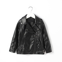 Korean version of childrens leather clothing boys jacket fashion jacket small children spring jacket new big boy foreign style locomotive suit