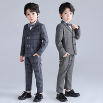 New childrens suit boys flower children wedding small host performance clothes baby handsome plaid small suit suit suit