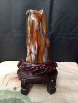 (Shan Xiqi Gallery) Fulinmen Green Material Annual Ring Texture Wooden Yushu Fossil Desk Living Room Decoration 101#