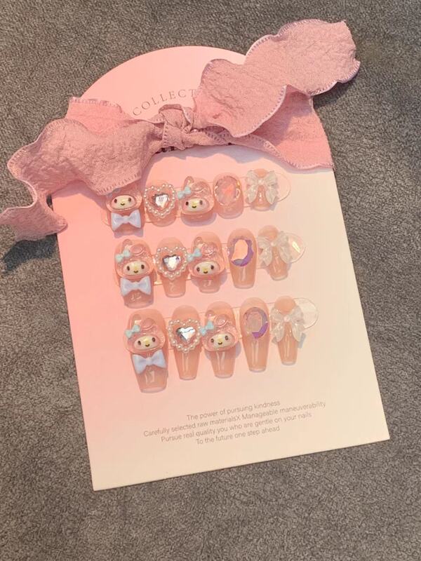 Cartoon Dopamine Wearable Nails Short Style Cute Girl Kawaii My Melody Nail Art Nail Stickers Cute Nail Patches