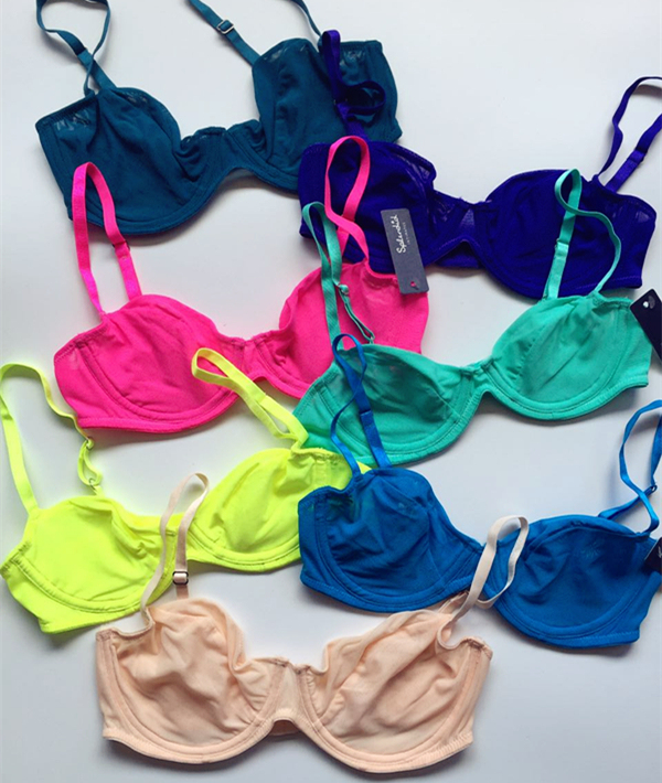 American Light Luxury Candy-Colored Mesh Ultra-Thin Cup Breathable Non-Restrictive Quick-Drying Underwire Bra for Large Busts That Makes Them Appear Smaller