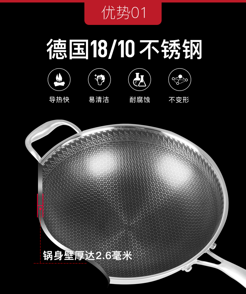 Chảo chống dính nhà chảo chảo inox 304 chảo 1-4 người áp dụng bếp gas cảm ứng phổ 32cm khay đựng gia vị