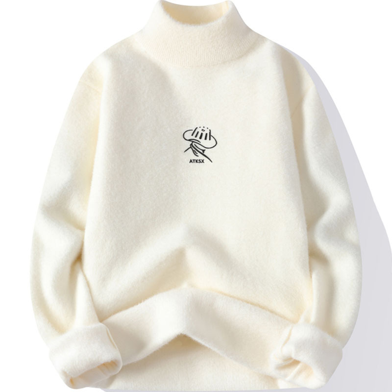 Mink Wool Sweater for Men, Autumn and Winter 2026 New Thickened Warm Half-Turtleneck Knitwear, Youth Base Layer Shirt