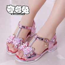 夏季新款水钻小学生高跟公主鞋