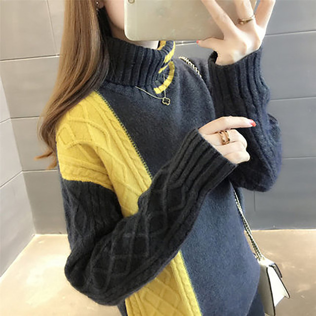 Women's sweater 2023 new fashion loose outer wear winter thickened turtleneck bottoming sweater women's pullover top