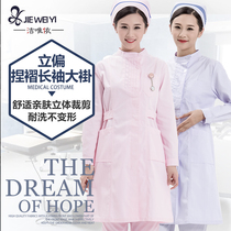 Jieweiyi nurse clothes Long-sleeved womens winter clothes pink white coat short-sleeved doll collar slim-fitting student hospital overalls