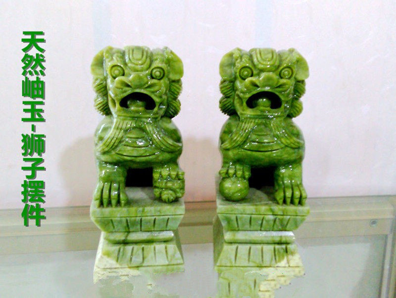 Natural Xiu Jade Lions Tabletop Pendulum Pieces Home Decorations Beijing Lion's Palace Gate Lions House Ornaments Furnishing Gifts