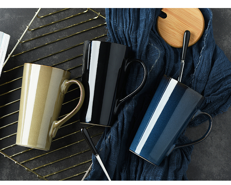 Mark cup with cover teaspoons of ceramic cup creative cup Nordic ins teenage mood picking cup contracted large capacity of CPU
