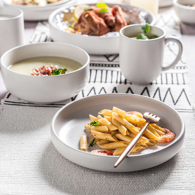 Nordic ceramic tableware, kitchen home soup bowl rainbow such as bowl bowl plate LIDS, move pure color to use food dish