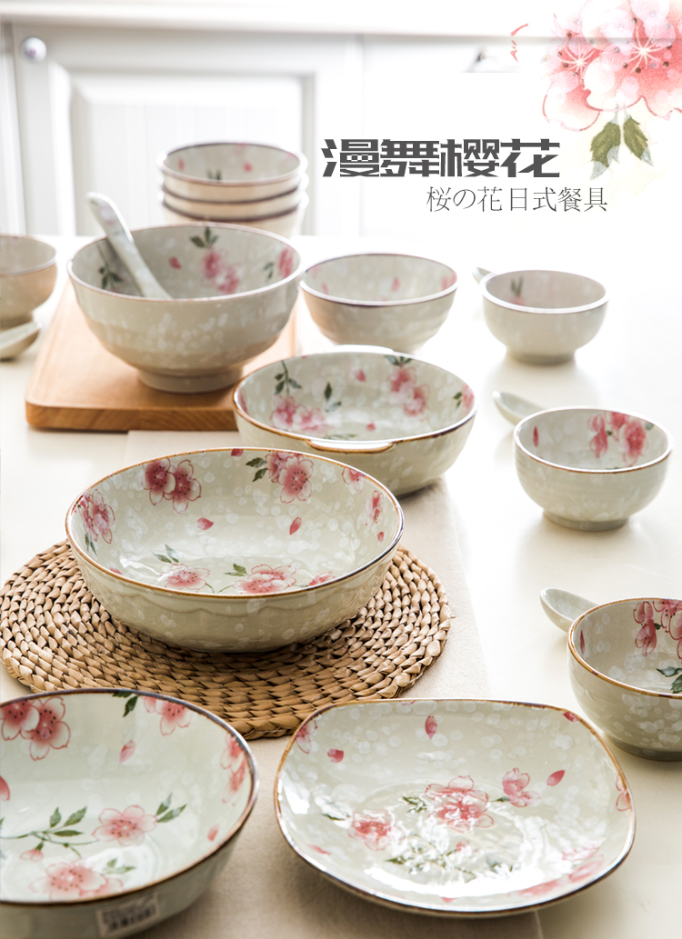 Japanese tableware ceramic dishes home cherry blossom put soup bowl bowl size 0 home the rainbow such to use single soup plate