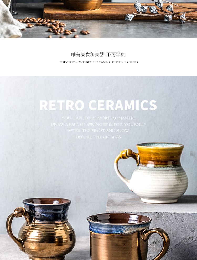 Europe type restoring ancient ways move trend metallic ceramic keller cup water cup cup of milk tea cup coffee for breakfast