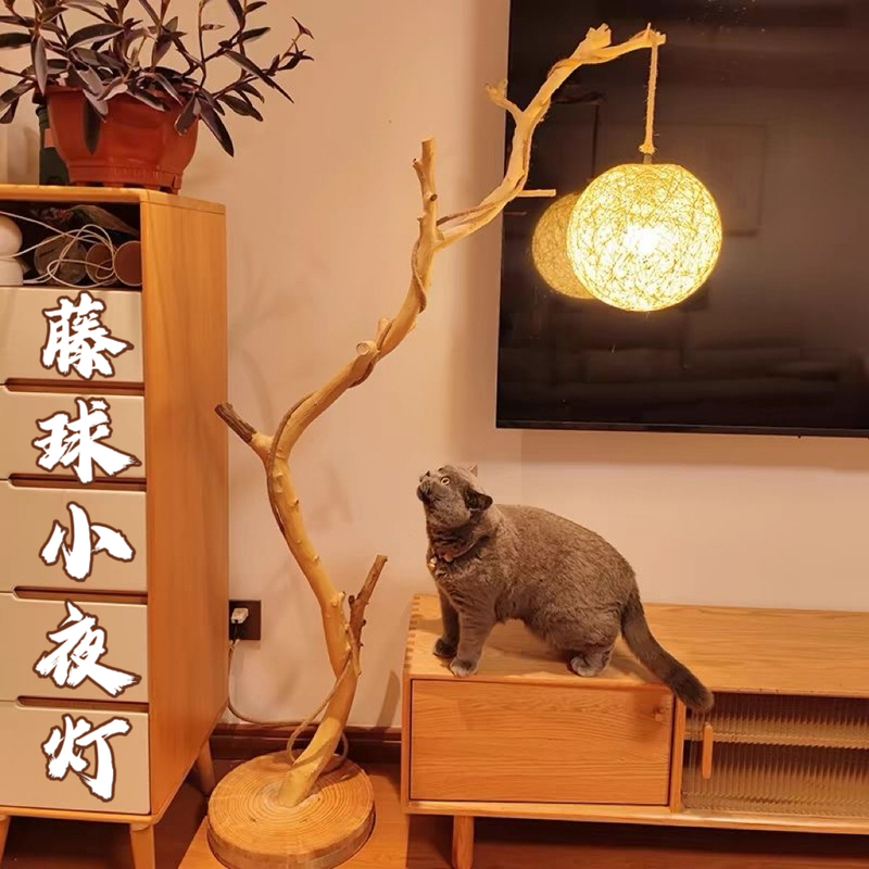 Rattan Ball Night Light Bedroom Ins-Style Girl's Sleep Starry Sky Small Table Lamp Room Bedside Moon Lamp Mood Atmosphere Light