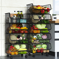Removable vegetable basket rack Vegetable rack Floor-to-ceiling multi-layer kitchen shelf Fruit and vegetable storage basket Vegetable rack basket