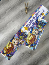 Foreign trade pure cotton daily single cartoon blue and purple girl sports towel household small towel absorbent breathable long towel slightly defective