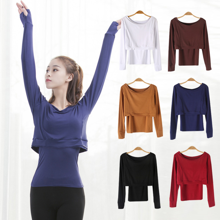 Loose Modern Dance Dress Modale Long Version Dance Practice with two sets of adult female autumn-winter sets finger blouses