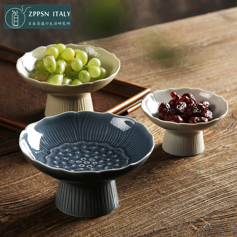 ZPPSN Ceramic Tea Disk Dry Fruit Disk Japanese Tray Disk Pitch Chinese High-Footage Disk