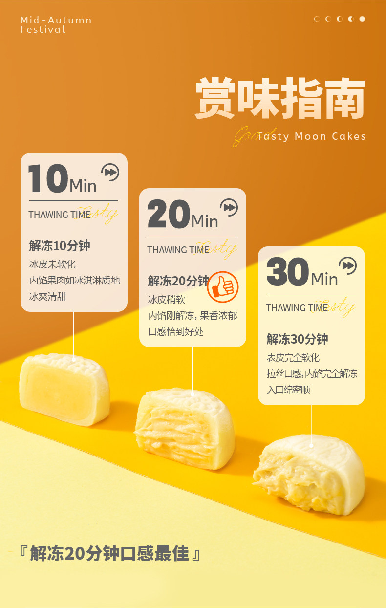 8年经典好物 榴芒一刻 榴莲冰皮月饼 100g*6枚 图13