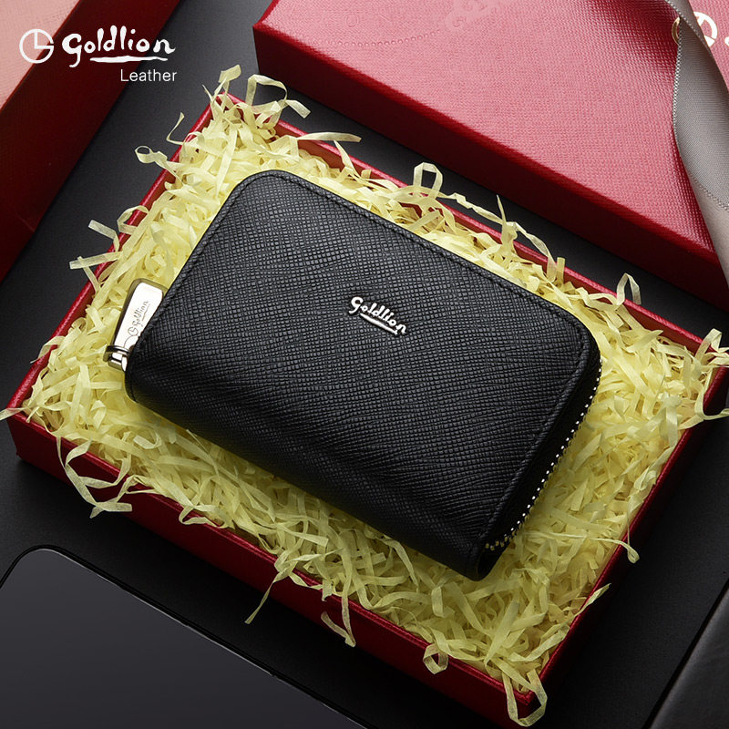 Ginley to men's card bag large capacity anti-magnetic card holder genuine leather business card small card jacket cow leather multi-position