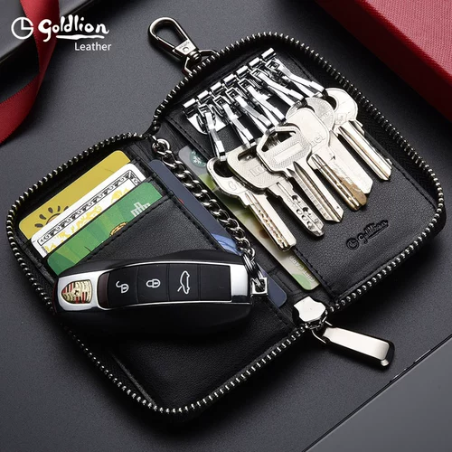 Мужская ключница, вместительные и большые ключи от машины, универсальная сумка-органайзер, крокодиловый принт, из натуральной кожи