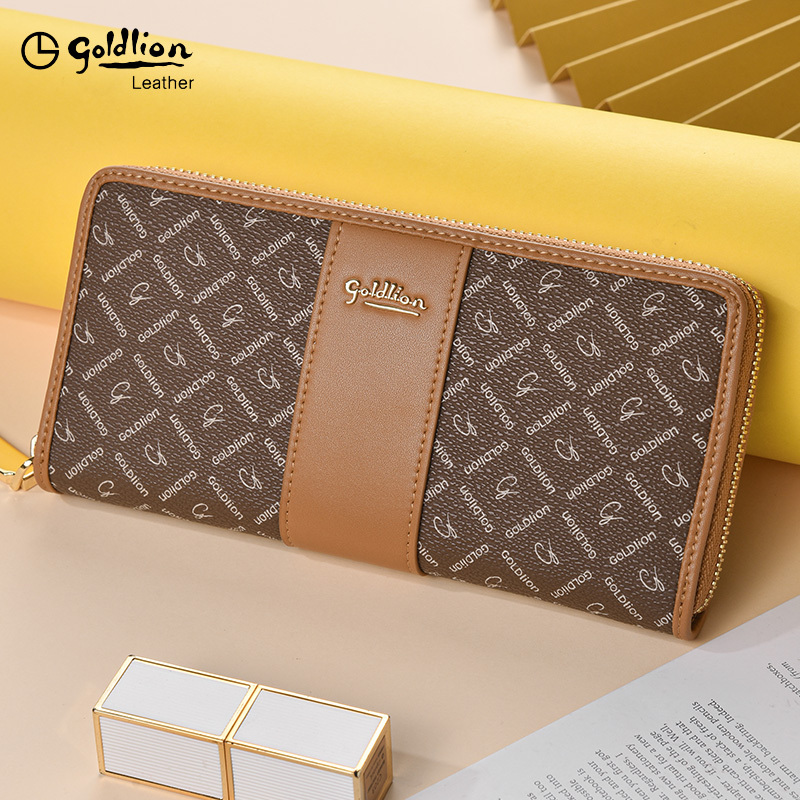 Goldlion Women's Wallet Long Clutch Summer Fashion Handbag 2026 New Model Leather Wallet Card Holder Coin Purse