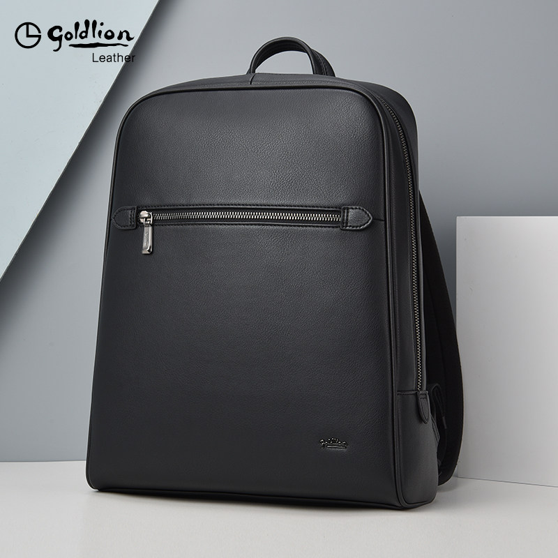 Goldlion Backpack Men's Backpack Genuine Leather Large Capacity Leisure Travel Business Computer Bag Cowhide Fashion Trend