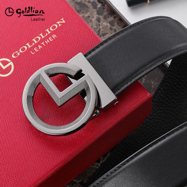 Jinlilai smooth buckle belt double-sided first layer cowhide business men's belt G buckle 2021 new