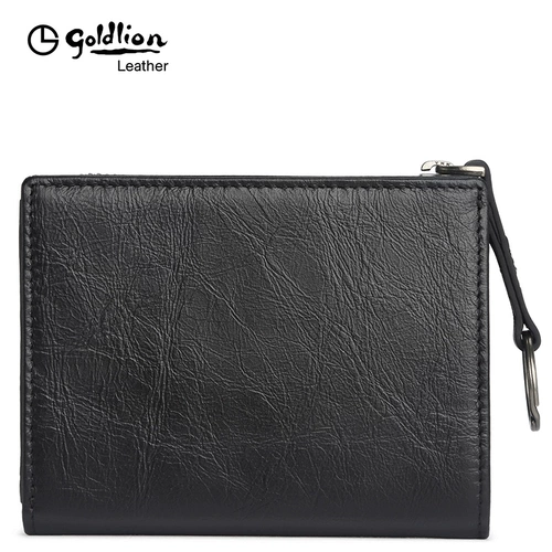 Бумажник, мужской короткий кошелек с молнией, кожаная сумка, из натуральной кожи, 2020